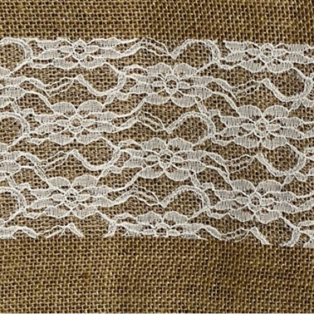 116” x 12” Burlap Lace Table Runner Rustic Farmhouse Wedding Decor Boho - Picture 4 of 6
